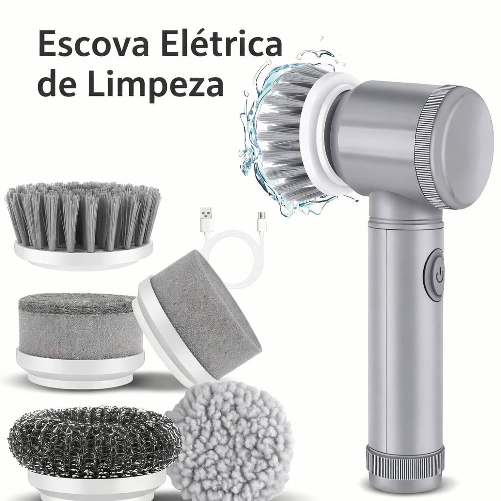 Escova Elétrica Multiuso TurboClean™ – Limpeza Rápida e Sem Esforço