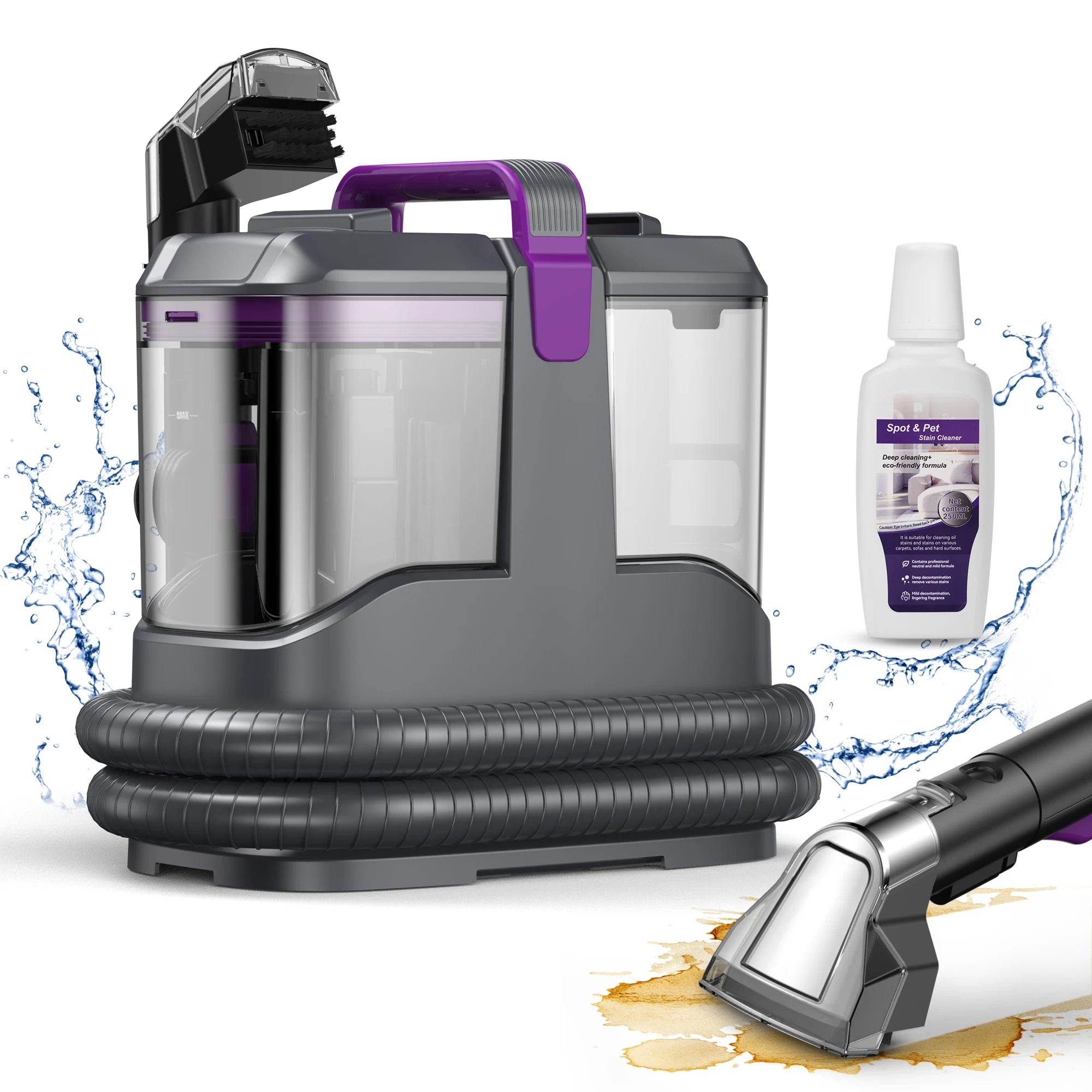 Aspirador de pó C9 Spot com mangueira de 1,4 m, com fio, para carpetes e tapetes, com pulverizador para líquidos, ideal para sofás e carros.