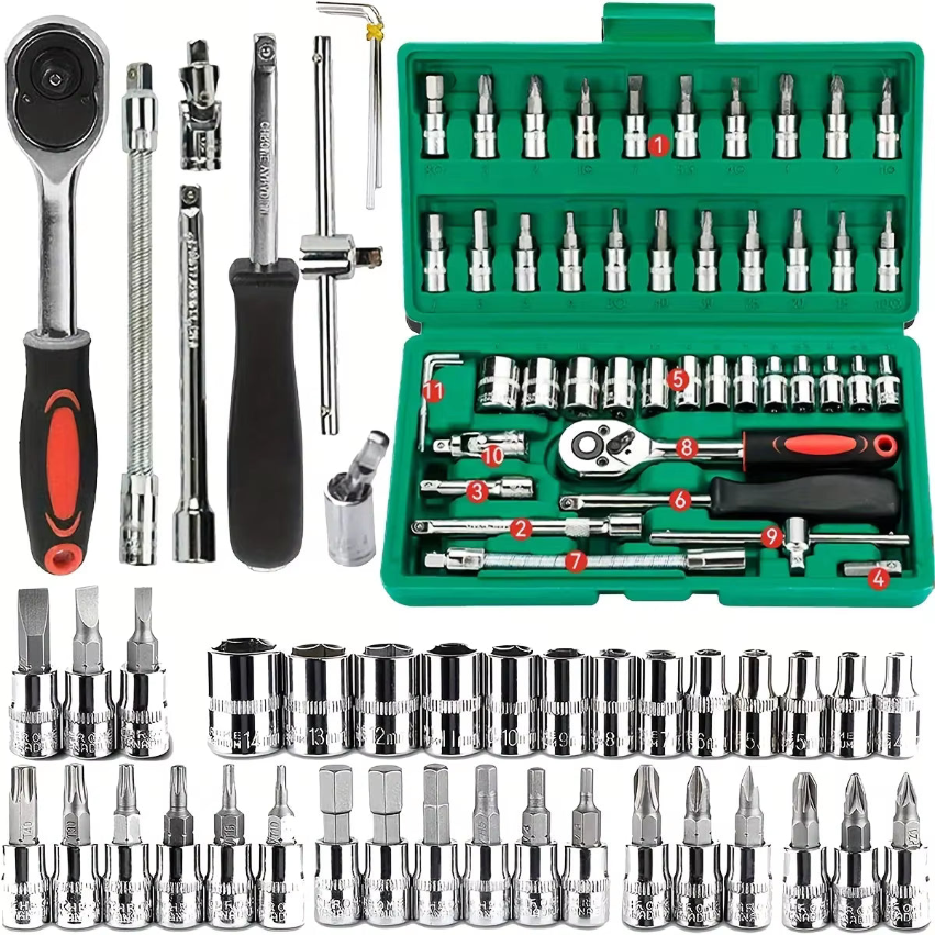 Kit de Ferramentas 46 Peças Profissional – Compacto e Completo para Casa e Carro